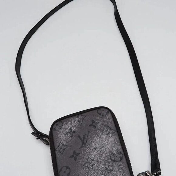 Louis Vuitton Monogram Eclipse Canvas Double Phone Pouch Crossbody Bag - Picture 5 of 12